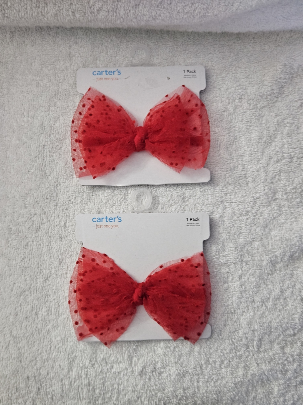 Carter's Just One You 2pk Red Mesh Polka Dot Headbands Baby Girls Valentines Day